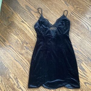 Black velvet mini dress
